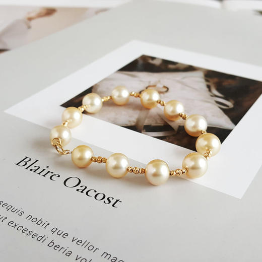 【天然正品】AU750精品黄金天然近完美约8.0-8.9MM南洋金珠手链直径：8.0-8.9MM（皆取最大值）女士现售价：3680！110325NJM19 商品图2