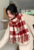 Say Something 红色格子高级氛围感时尚围脖围巾 21749 商品缩略图1