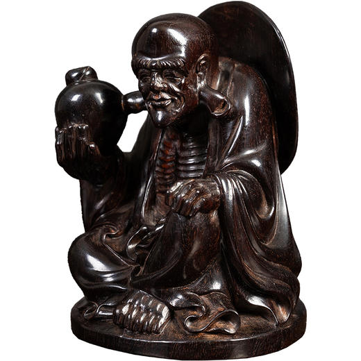 清 紫檀木雕长耳罗汉像 商品图5