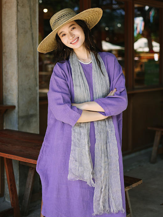 KS014真丝麻褶皱薄款长条围巾 商品图3