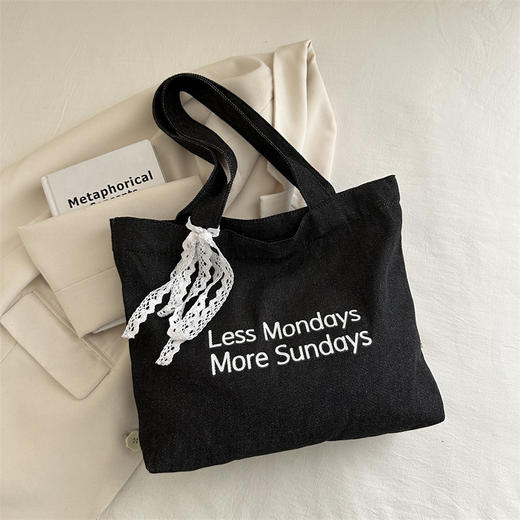 【休闲文艺牛仔风单肩包】韩版唯美个性潮流简约单肩包 上课通勤托特包 商品图5