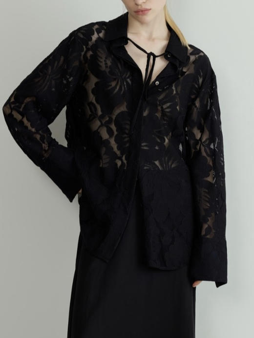 DONSEE10｜DS10SS2515-E 黑色蕾丝镂空衬衫 商品图4