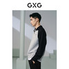 GXG男装 麻灰色华夫格肌理休闲拼接立领卫衣男士上衣春季热卖 商品缩略图3