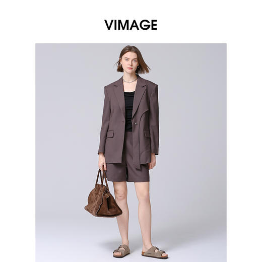 VIMAGE纬漫纪秋季新款时尚休闲通勤百搭直筒显瘦西装短裤V2005605 商品图2