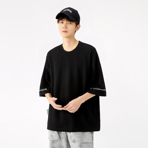 【超大码】【DSK】大依优型大码男装短袖T恤重磅圆领打底潮牌炸街纯色百搭时尚个性休闲体恤上衣胖子 商品图1
