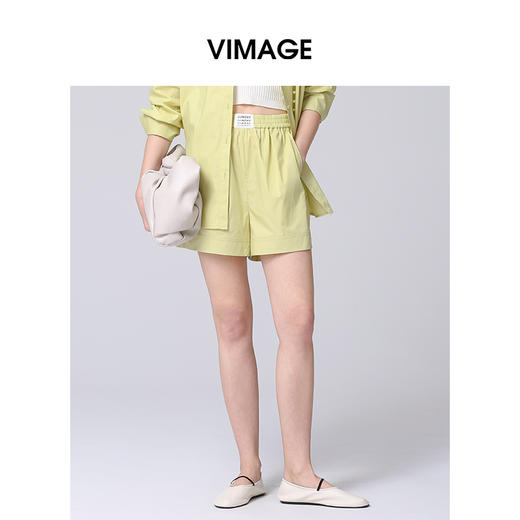 VIMAGE纬漫纪时尚休闲宽松通勤A字百搭宽松短裤2025春季新款V2305904 商品图0