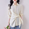 法式扭结长袖衬衫春秋薄款不规则衬衣KQL-403H7905 商品缩略图0