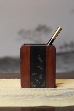 树叶°酸枝笔筒