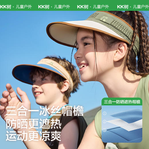 [屁侠推荐]KK树儿童防晒帽防紫外线男童女孩运动空顶遮阳帽宝宝亲子夏季新款轻呼吸运动空顶帽 商品图3