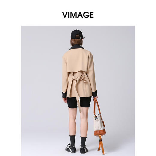 VIMAGE纬漫纪秋季新款时尚帅气百搭显瘦撞色风衣外套女V2204804 商品图4