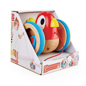 Hape儿童拖拉玩具 婴幼儿拖拉学步木质卡通动物单绳学走路玩具 E0360 拖拉小鸟