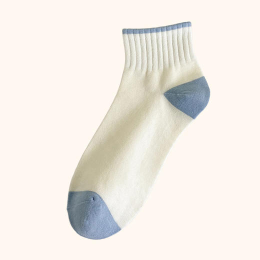 女士拼色底袜子精梳棉女袜四季短袜运动休闲棉质船袜 商品图6