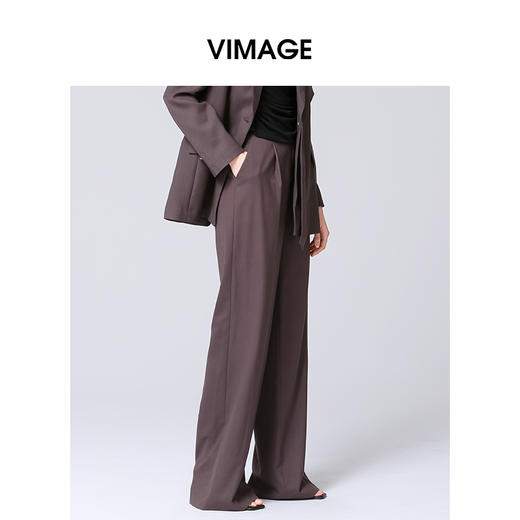 VIMAGE纬漫纪秋季新款修身显瘦百搭直筒西装裤子V2005611 商品图2