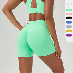 跃牌【欲动春风】系列 高腰性感蜜桃臀紧身运动短裤女弹力提臀瑜伽裤速52459