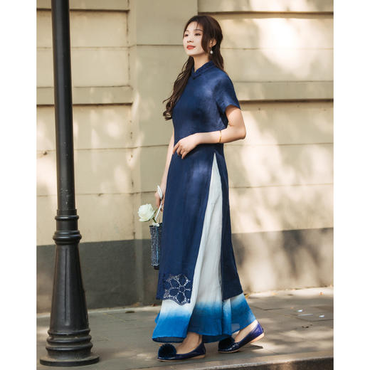 【林栖设计小店】亚麻衬衣改良旗袍长衫传统高腰显瘦2025夏季新品连衣裙女1952055 商品图2