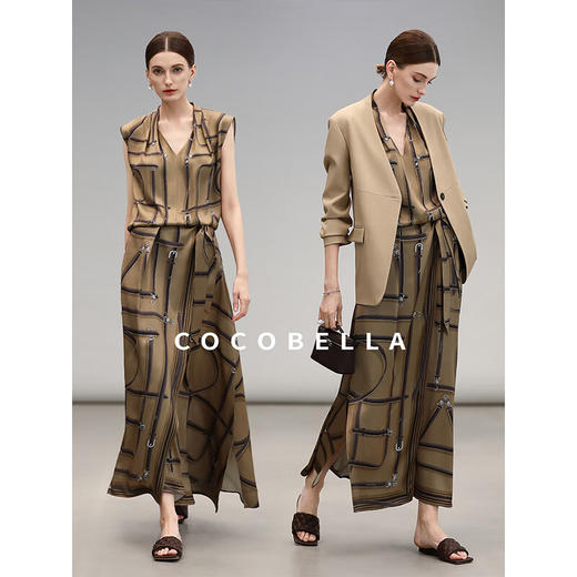 COCOBELLA定位剪裁重磅缎面静奢半身裙设计感围裹长裙HS3112 商品图2