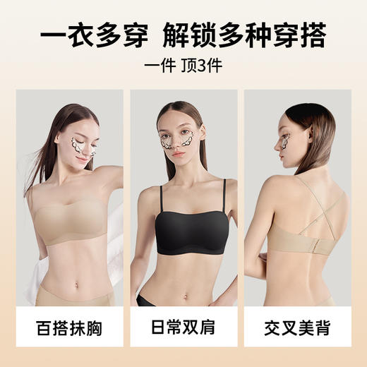 A3-【A-B杯】【无肩带显大内衣】润微小胸聚拢显大抹胸无肩带内衣女防滑不会掉隐形无痕美背半杯  不会掉2.0+稳稳杯【小胸-半杯】 商品图2