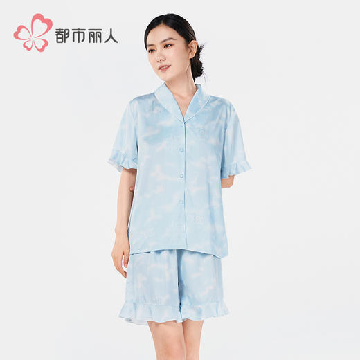 都市丽人好睡好眠女士丝质短袖套装薄冰雪丝印花短袖类LHH1D8 商品图1