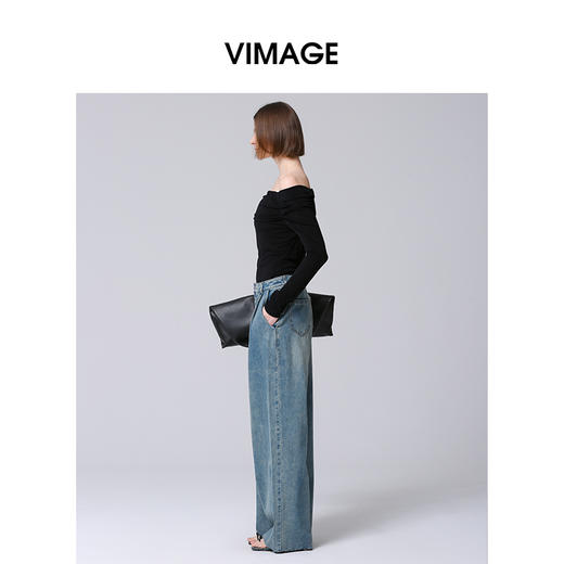 VIMAGE纬漫纪秋季新款修身显瘦纯色上衣女V2013607 商品图2