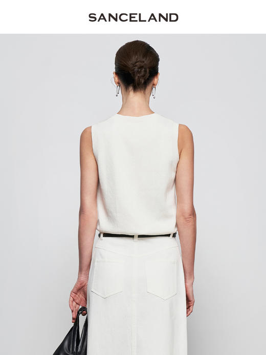 三石一澜夏季丝绵毛衫背心 商品图4