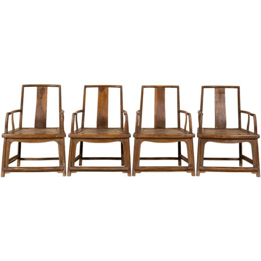 清早期 榉木扇面南官帽椅成堂（一堂四只） 商品图5