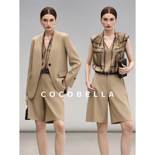 COCOBELLA商务通勤挺括五分休闲裤高腰直筒西服短裤SO3047-2 商品图2