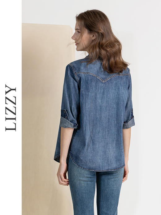 LIZZY早秋休闲通勤百搭都市个性牛仔衬衫8135 商品图3