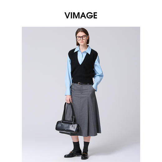 VIMAGE纬漫纪冬季新款修身显瘦高腰半裙半身裙V2006621半 商品图2