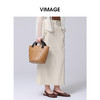 VIMAGE纬漫纪高腰及踝长裙纯棉舒适开叉a字半身裙2025春季新款V2306902 商品缩略图3