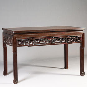清 红木透雕回纹书桌