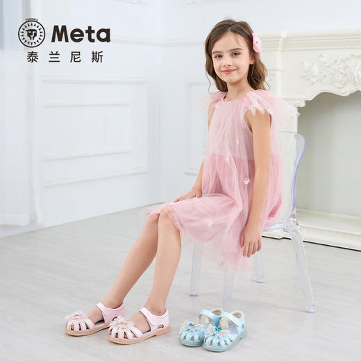 泰兰尼斯meta凉鞋女童粉色公主夏清凉网孔排汗软底露趾轻便透气鞋  M07X5B6239 商品图4