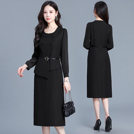 韩版修身优雅，中长款气质假两件连衣裙YXJY-725018 商品图1