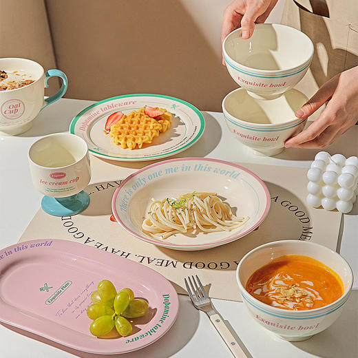 摩登主妇ins风分格餐盘一人食餐具家用盘子陶瓷饭碗甜品盘早餐盘 商品图4