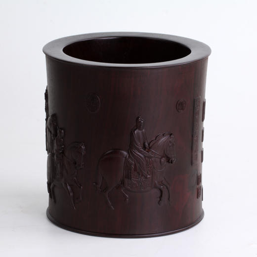 虢国夫人游春图°黑檀大笔筒 商品图3