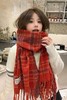 Say Something 新年红复古红格子百搭围巾 21723 商品缩略图0