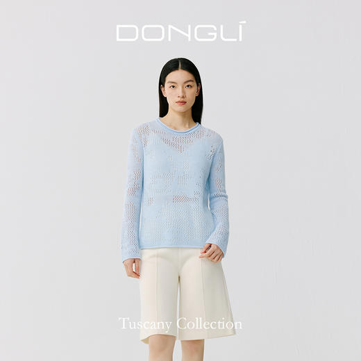 东黎 • 托斯卡纳系列—风与形 山羊绒女士镂空圆领套衫 5143 商品图4