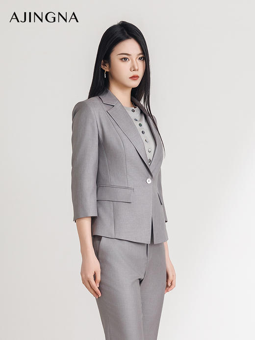 【商场同款】阿菁娜2025夏季新款戗驳头短款西服A30X108022 商品图1