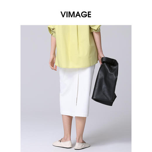 VIMAGE纬漫纪春季新款显瘦时尚纯色高腰半身裙V2106710 商品图4