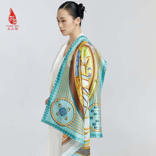 SAINTJOY/上久楷 真丝方巾 一元复始 FJS24016 商品图2