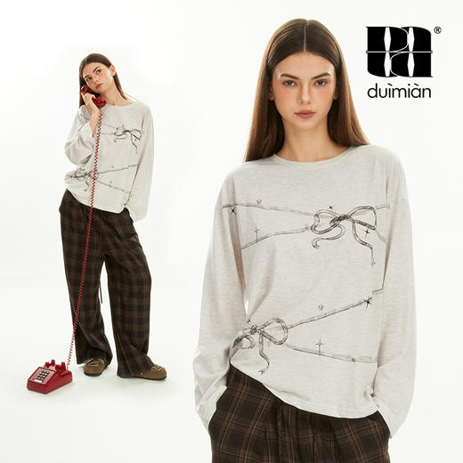 对面duimian-绑带蝴蝶结长袖 商品图0