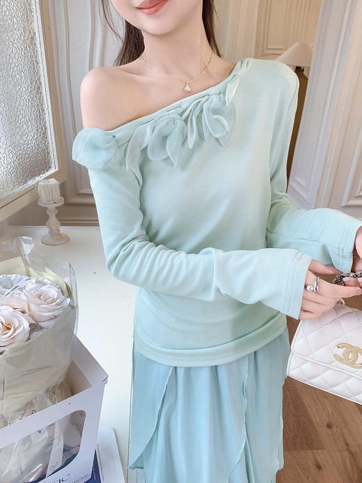 张心子【温柔涟漪】春夏温柔风一字肩气质显瘦上衣 U2502019 商品图2