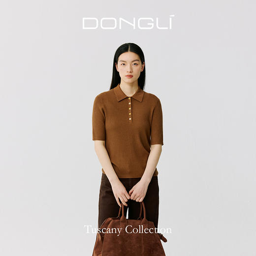 东黎 • 托斯卡纳系列—无尽夏 丝绒女士T恤领五分袖套衫 5017 商品图1