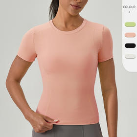 跃牌【欲动春风】系列 瑜伽服短袖裸感速干运动上衣圆领紧身健身T恤52251