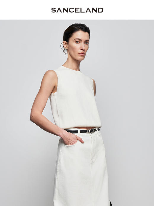 三石一澜夏季丝绵毛衫背心 商品图1