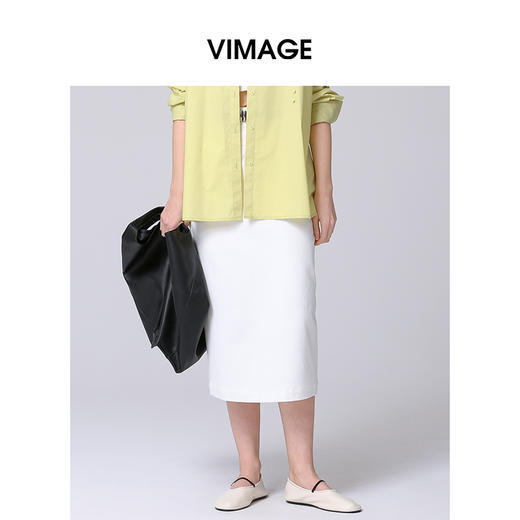 VIMAGE纬漫纪春季新款显瘦时尚纯色高腰半身裙V2106710 商品图2