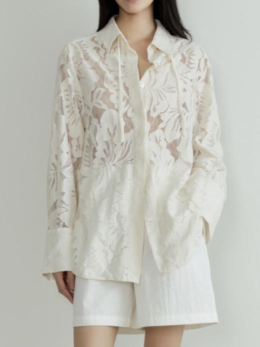 DONSEE10｜DS10SS2515-D 白色蕾丝镂空衬衫 商品图8