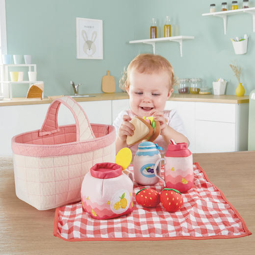 Hape过家家玩具 布艺厨房玩具套装水果食物玩具1-3岁低幼宝宝角色扮演 萌宝野餐套E3179 商品图2