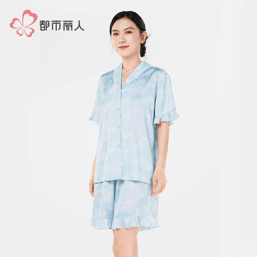 都市丽人好睡好眠女士丝质短袖套装薄冰雪丝印花短袖类LHH1D8 商品图2