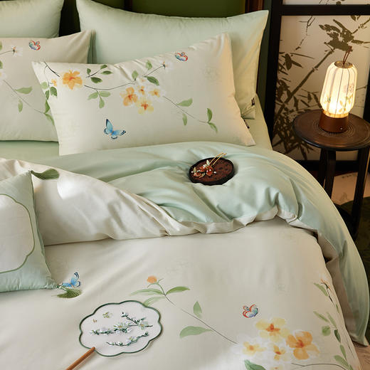 多喜爱 60支全棉轻奢贡缎红楼梦系列套件 四件套 碧落晴雪 商品图6
