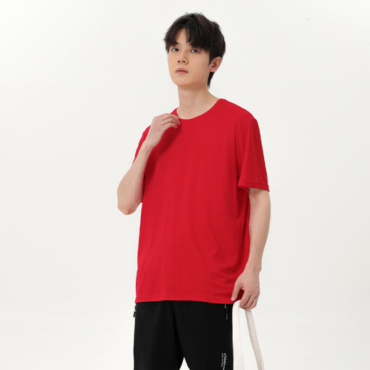 【超大码】【DSK】大依优型大码男装短袖T恤加肥圆领天丝宽松打底衫潮流纯色半袖体恤胖子上衣 商品图0